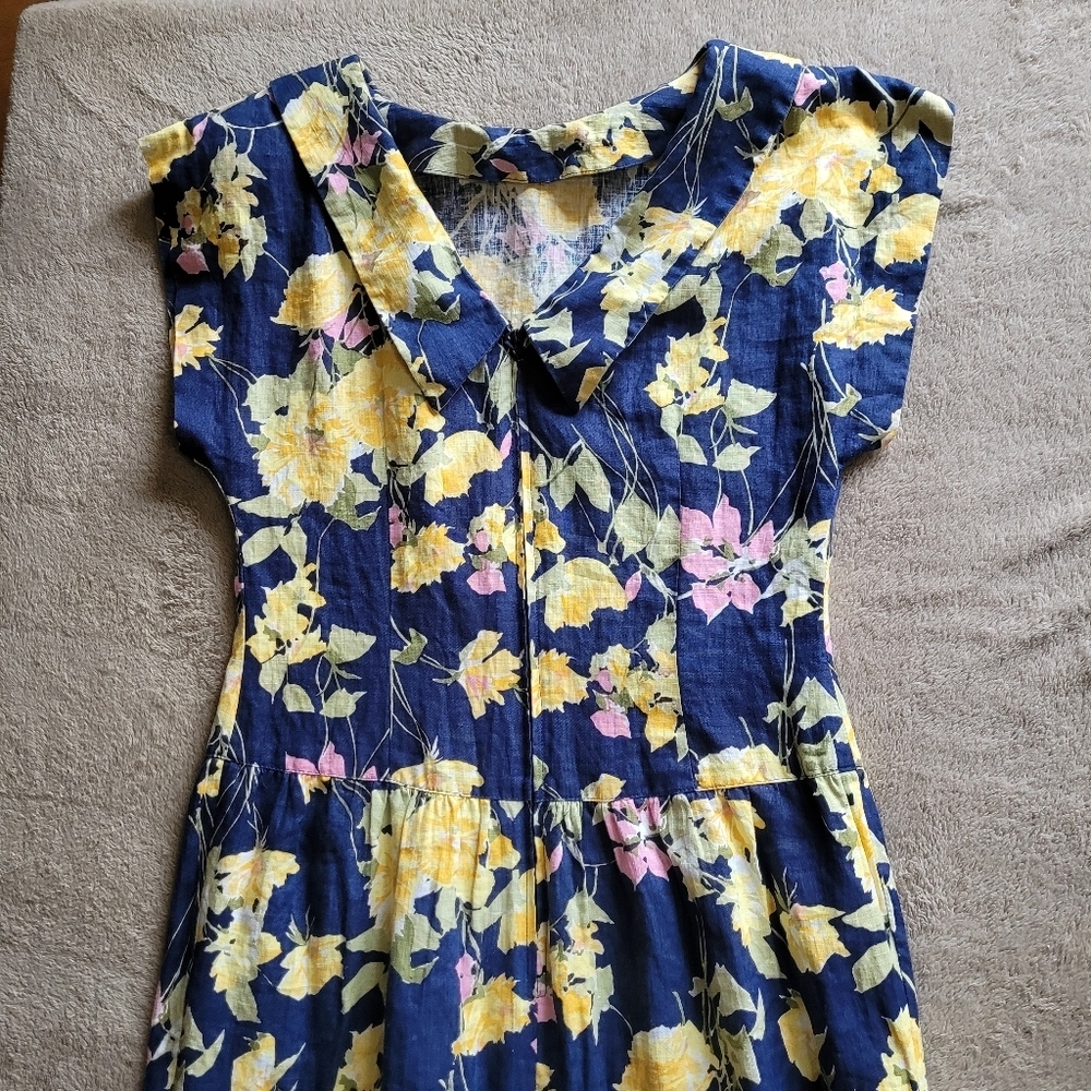Maggy London by Jeannene Booher drop waist linen floral dress size 8 - Picture 9 of 14